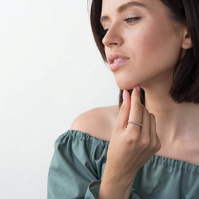 Золотое кольцо с шариками к06121 №5