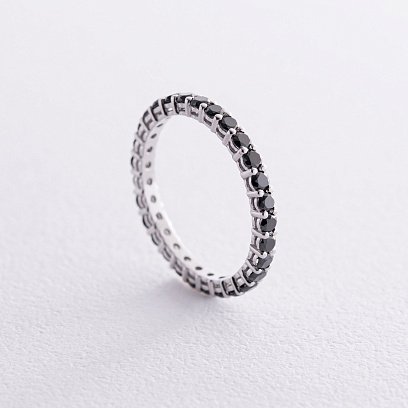 Золотое кольцо с дорожкой черных бриллиантов 229781122