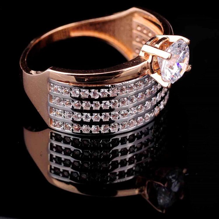 Золотое кольцо с фианитами к02604 от ювелирного магазина Оникс - 2