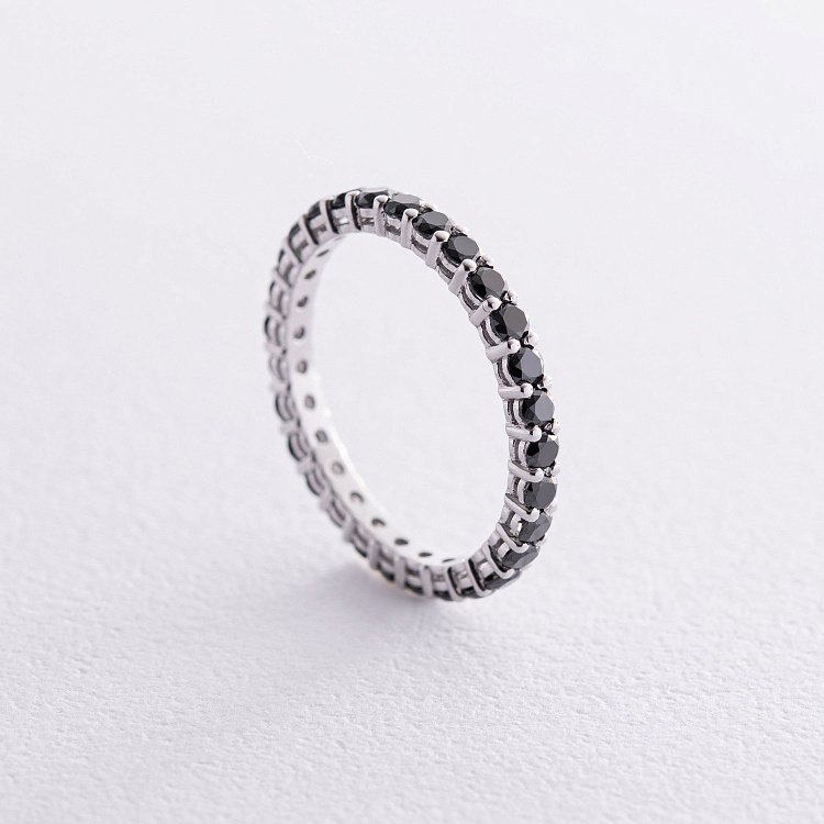 Золотое кольцо с дорожкой черных бриллиантов 229781122 от ювелирного магазина Оникс