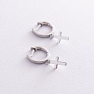 Серебряные серьги - кольца "Крестики" 40004 от ювелирного магазина Оникс - 6