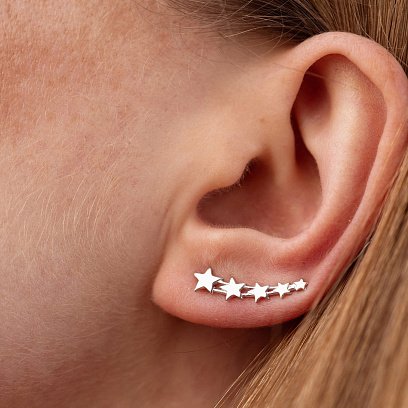 Сережки - клаймбери "Зірочки" в сріблі 123026 №3