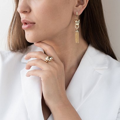 Серьги "Пантеры" в желтом золоте с07038 №4