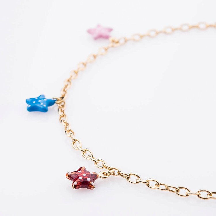 Золотий браслет на ногу з зірочками б01464 від ювелірного магазину Онікс - 2