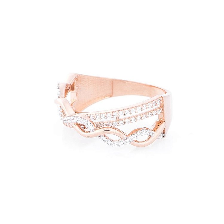 Золота каблучка "Нескінченність з фіанітами" к05407 від ювелірного магазину Онікс - 1