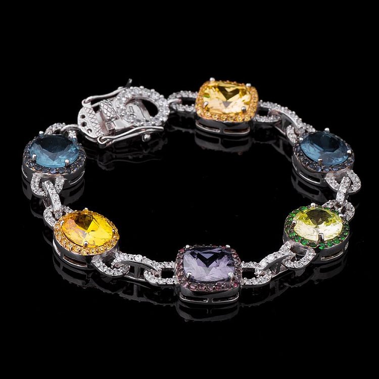 Серебряный браслет (фианиты, родий) 14574 от ювелирного магазина Оникс