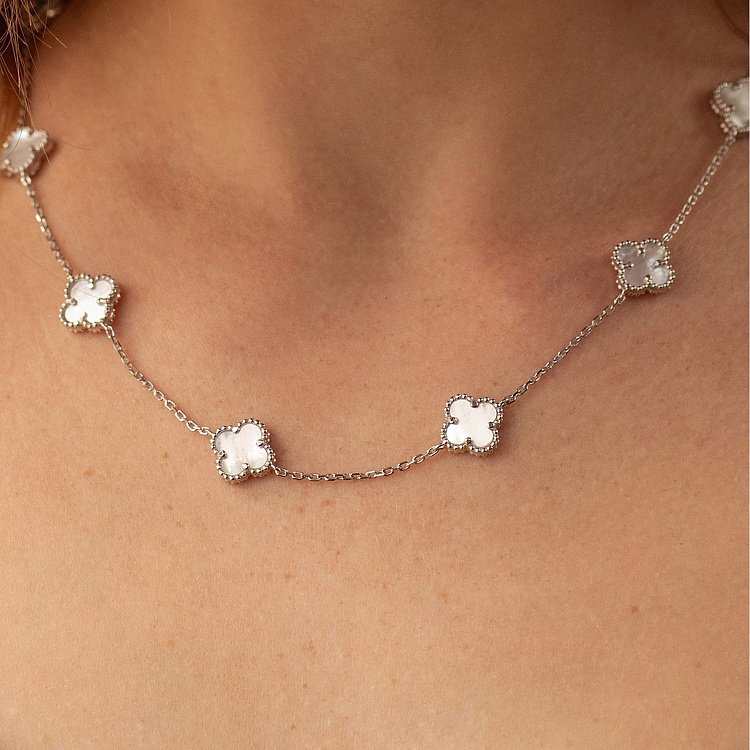 Срібне кольє "Конюшина" (перламутр) 181304 від ювелірного магазину Онікс - 2