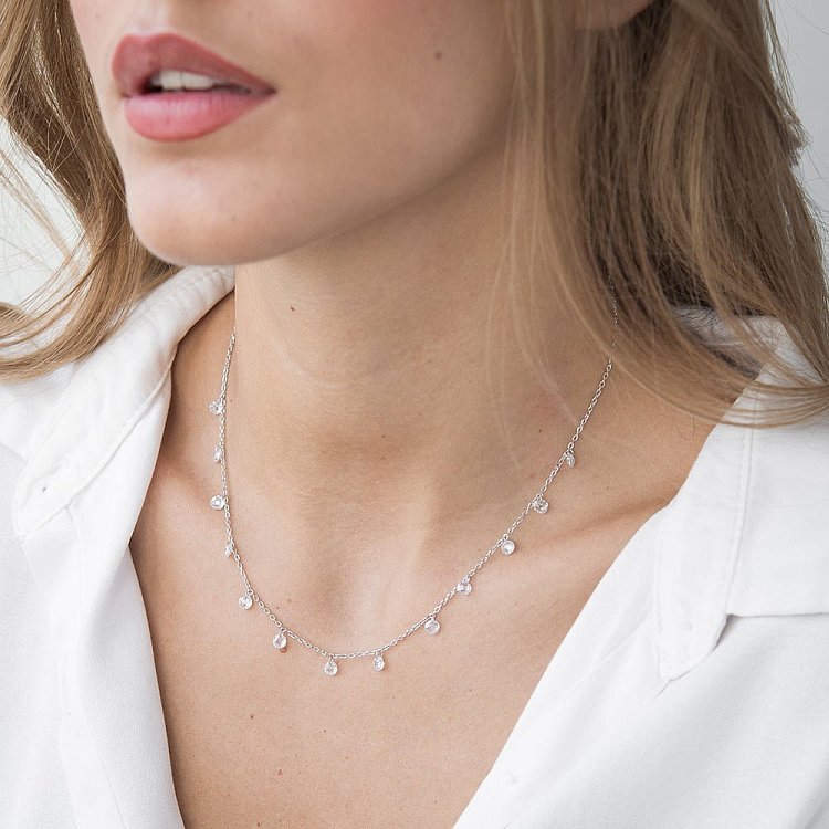 Срібне кольє з фіанітами 18519 від ювелірного магазину Онікс - 4