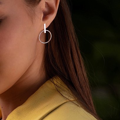 Срібні сережки - пусети  "Впевненість" 122583 №2