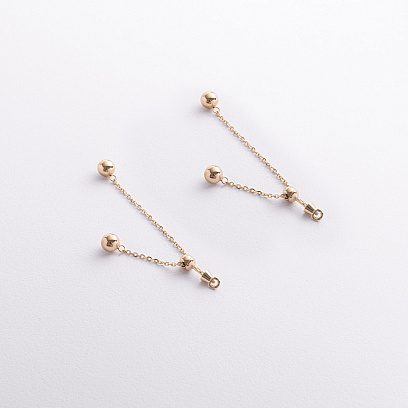 Сережки - пусети з кульками на ланцюжку (жовте золото) 580142м №3
