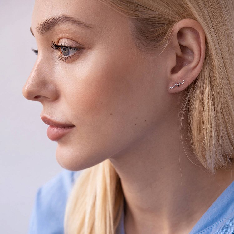 Срібні сережки - пусети "Змії" 123198 від ювелірного магазину Онікс - 2