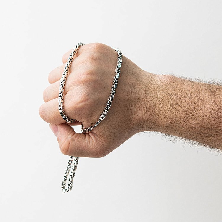 Мужская серебряная цепочка Ц0043ч от ювелирного магазина Оникс - 2