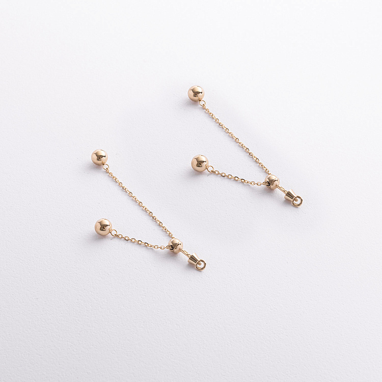 Сережки - пусети з кульками на ланцюжку (жовте золото) 580142м від ювелірного магазину Онікс - 2