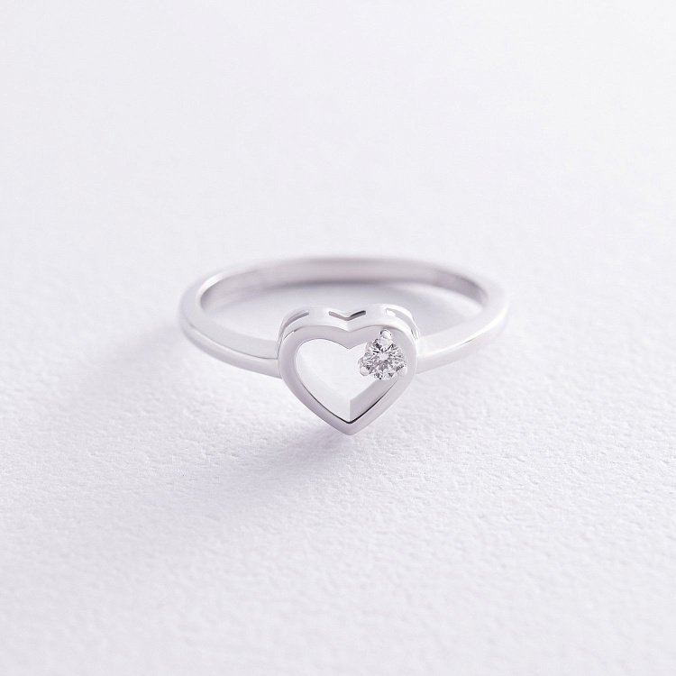 Золота каблучка "Сердечко" з діамантом кб0502z від ювелірного магазину Онікс