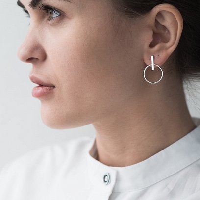 Серебряные серьги - пусеты "Уверенность" 122583 №4