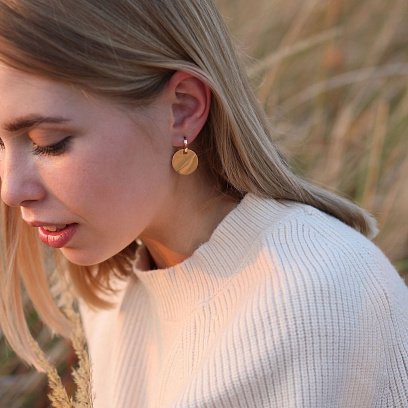 Золотые серьги Большие монетки с06498 №2