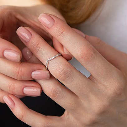 Каблучка "Особлива" з фіанітами (біле золото) к07218 №4