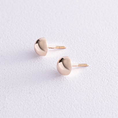 Серьги - пусеты "Полусфера" в желтом золоте (0.7 см) с08203 №7