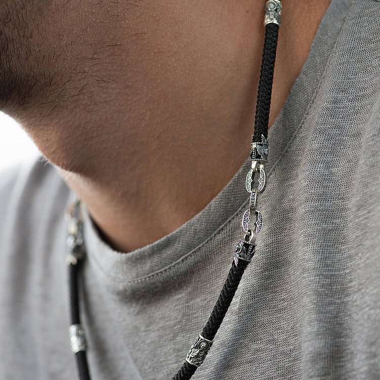 Шовковий шнурок "Спаси і Збережи. З образами святих" зі срібними вставками 1093шн від ювелірного магазину Онікс - 8