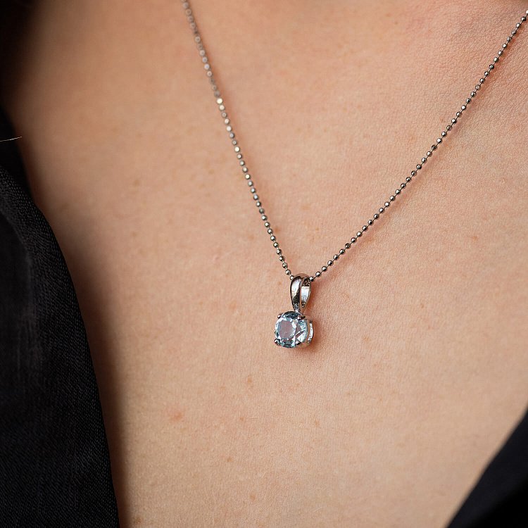 Золотая подвеска с голубым топазом пб0080gl от ювелирного магазина Оникс - 4