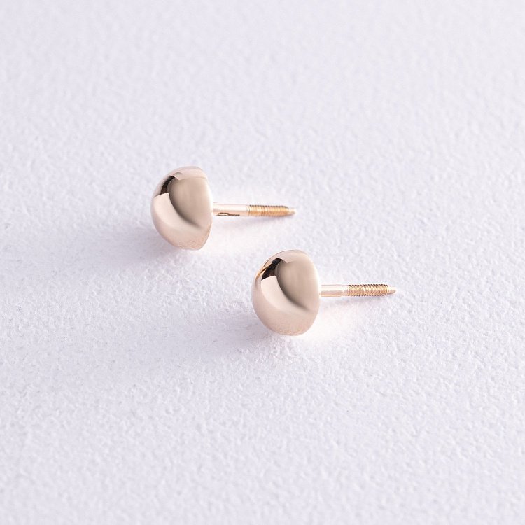 Серьги - пусеты "Полусфера" в желтом золоте (0.7 см) с08203 от ювелирного магазина Оникс - 6