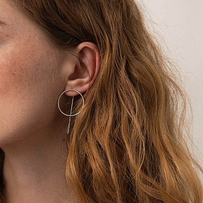 Серьги "Геометрия" в белом золоте с07881 №5