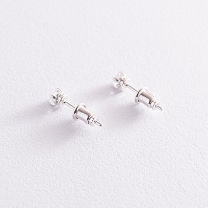 Серебряные серьги - пусеты с фианитами 121892 №4