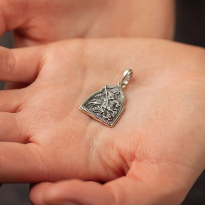 Серебряная ладанка "Георгий Победоносец" 131717 №4