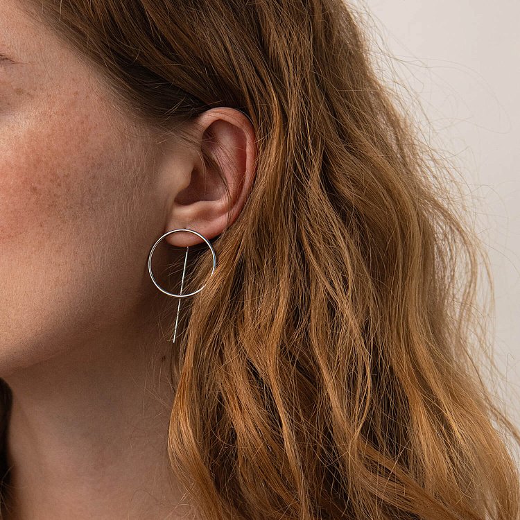 Серьги "Геометрия" в белом золоте с07881 от ювелирного магазина Оникс - 4