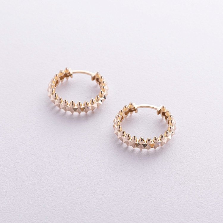 Сережки - кільця в жовтому золоті с09059 від ювелірного магазину Онікс - 2