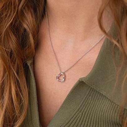 Золоте кольє "Сердечко" з діамантами та сапфірами колб0090са №2