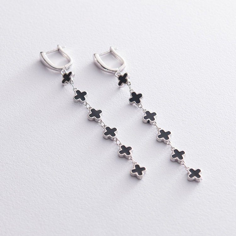 Серебряные серьги "Клевер" 122683 от ювелирного магазина Оникс