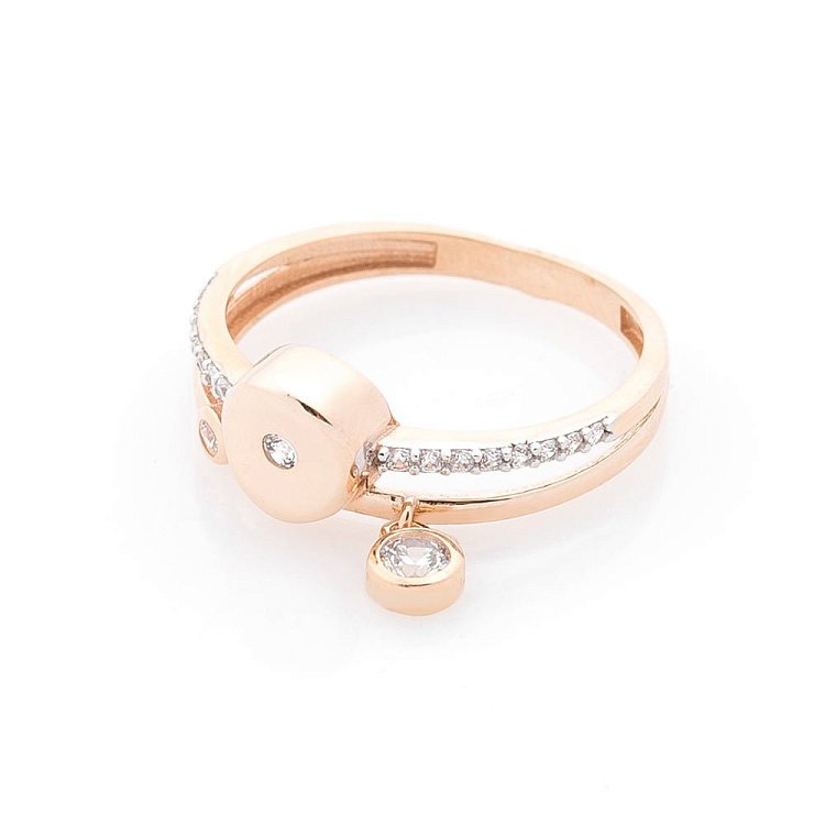 Золота каблучка з фіанітами к05703 від ювелірного магазину Онікс - 1