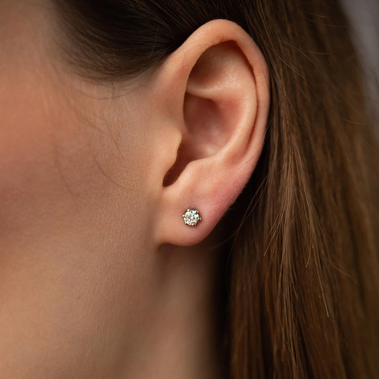 Золоті сережки - пусети з діамантами сб0347di від ювелірного магазину Онікс - 7