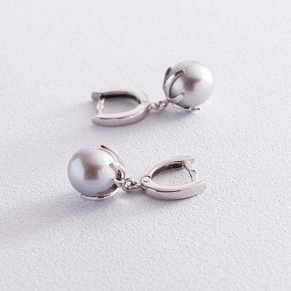 Золоті сережки з перлами с06786d №3