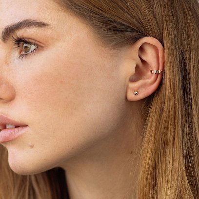 Серьга - каффа "Грани" в красном золоте с07910 №2