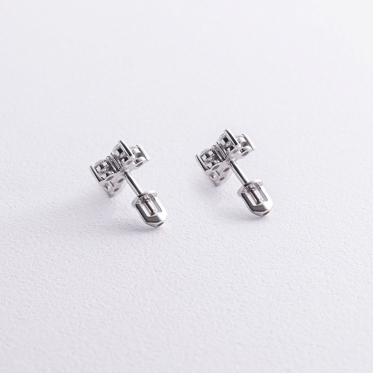 Сережки - пусети "Хрестики" у білому золоті (фіаніти) с09035 від ювелірного магазину Онікс - 2