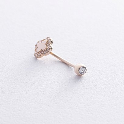 Золотий пірсинг у пупок "Конюшина" з фіанітами пир00261 №2