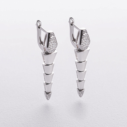 Серебряные серьги "Змеи" с фианитами 123531