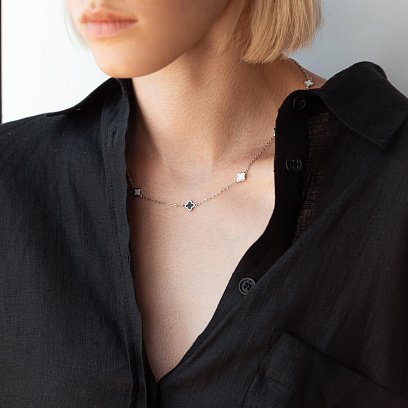 Срібне кольє "Конюшина" (емаль) 181208 №4