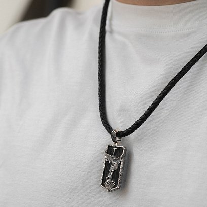 Серебряный кулон "Архангел Михаил" с эбеновым деревом 1265 №7