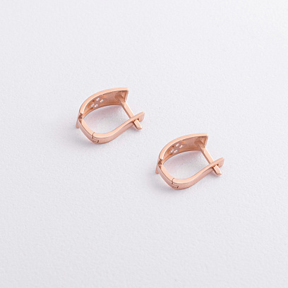 Сережки "Конюшина" в червоному золоті (фіаніти) с09533 №2