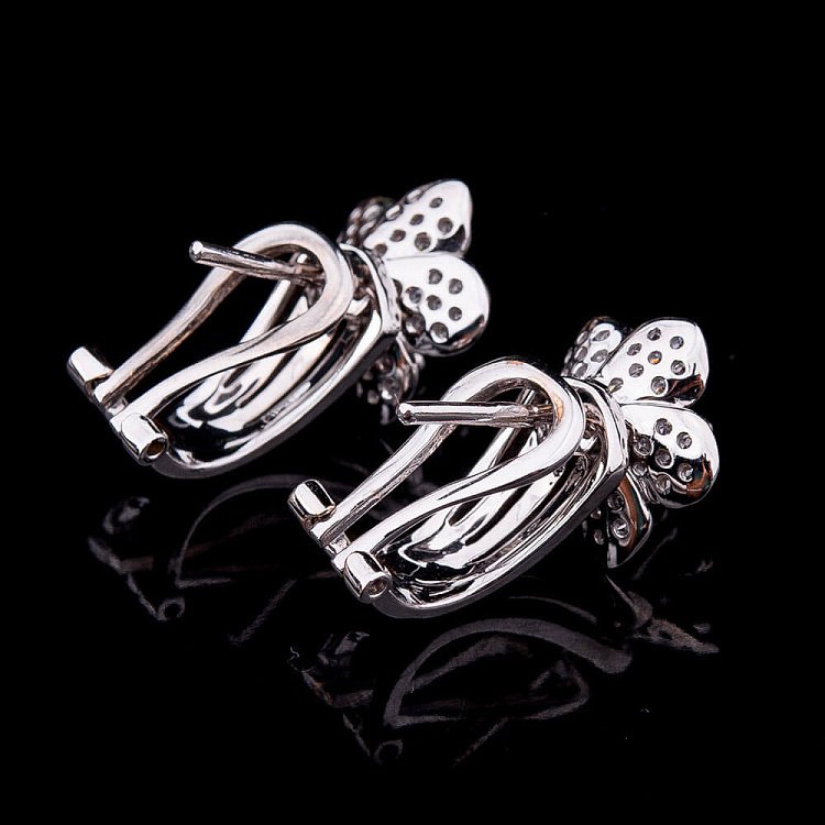 Золотые серьги "Цветочки" с фианитами с02267 от ювелирного магазина Оникс - 2