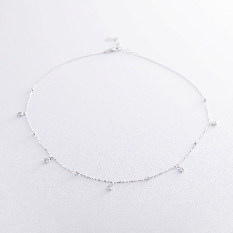 Колье в белом золоте (фианиты) кол01635 от ювелирного магазина Оникс - 2