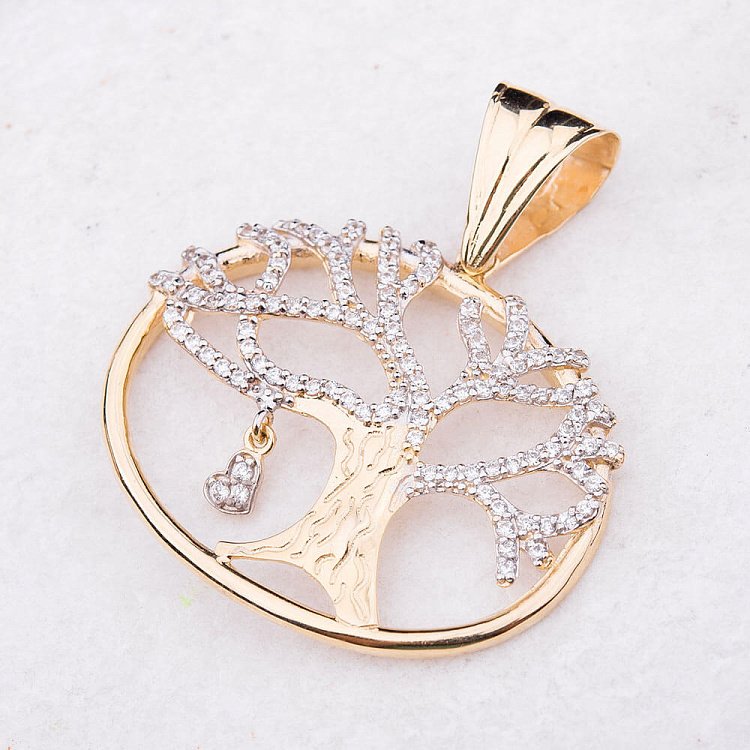 Золотая подвеска "Древо жизни" с фианитами п02157 от ювелирного магазина Оникс - 2