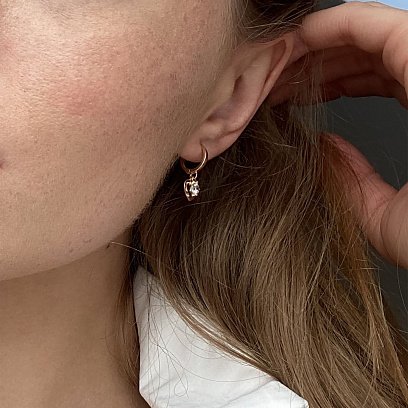 Золоті сережки "Сердечка" з фіанітами с07346 №3