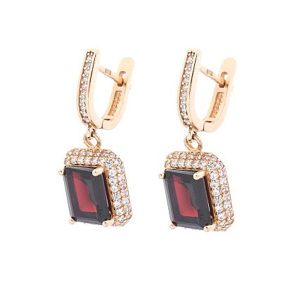 Золоті сережки (піроп, фіаніти) с01490 №2