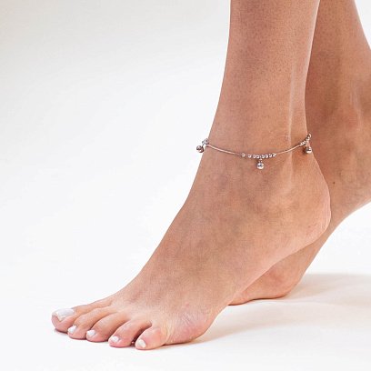 Серебряный браслет на ногу с шариками 141355