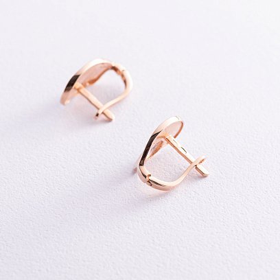 Золоті сережки на англійській застібці з фіанітами с04853 №3