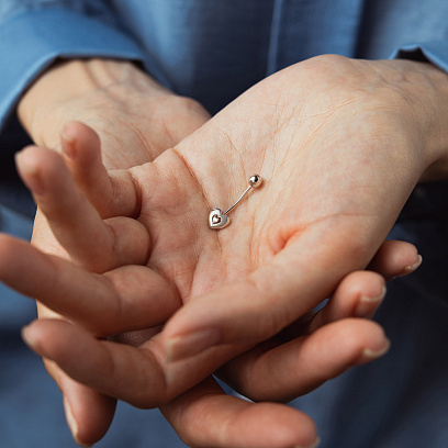 Золотий пірсинг в пупок "Сердечко з фіанітом" пир00236 №2